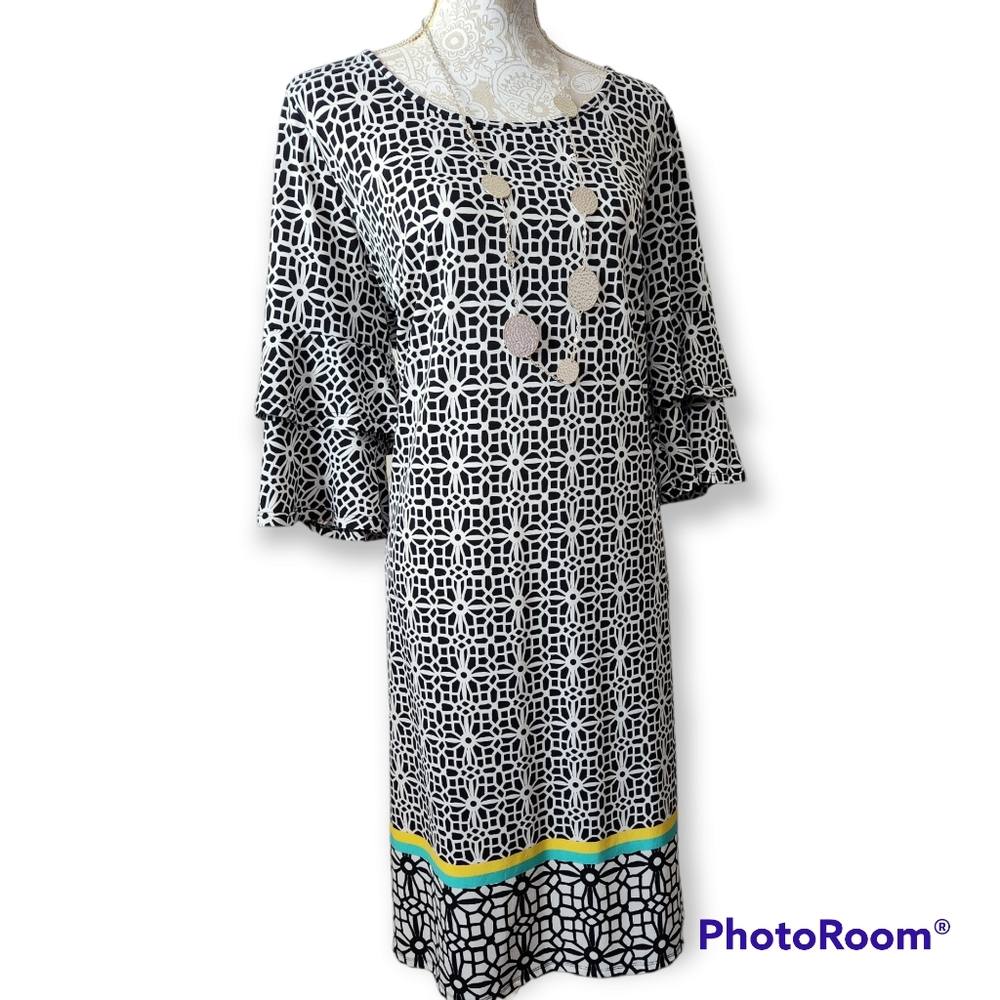 Tacera Multicolored Bell Sleeve Career Dress size 1X
